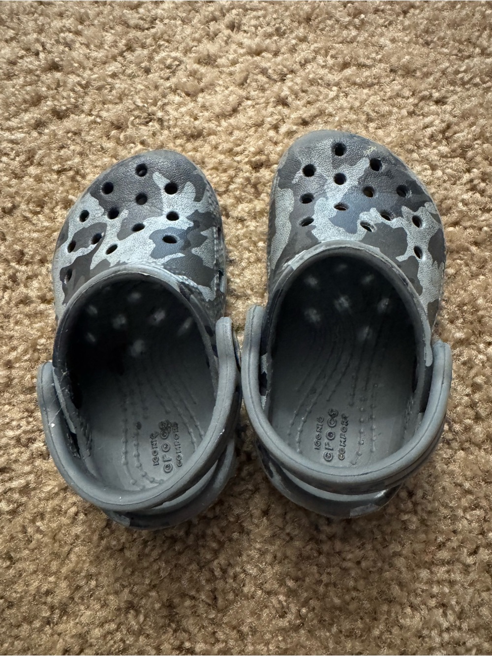 CROCS Kids Gray Camo Slip-On Clogs